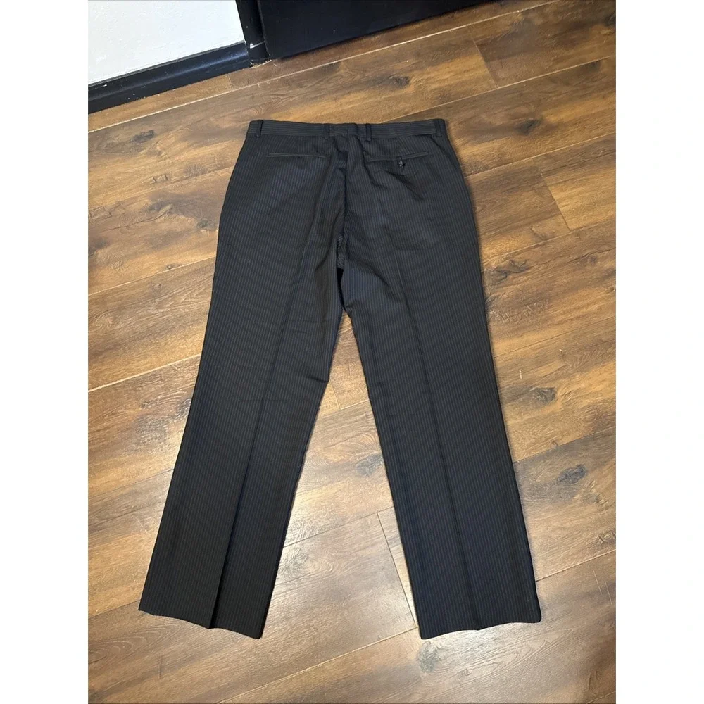 Banana Republic Tailored Fit Wool Dress Pants Men's 35x30‎ Gray Striped Charcoal